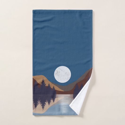 Réflexion de la lune de la forêt Abstraite rustiqu (Serviette à main)