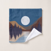 Réflexion de la lune de la forêt Abstraite rustiqu (Gant de toilette)