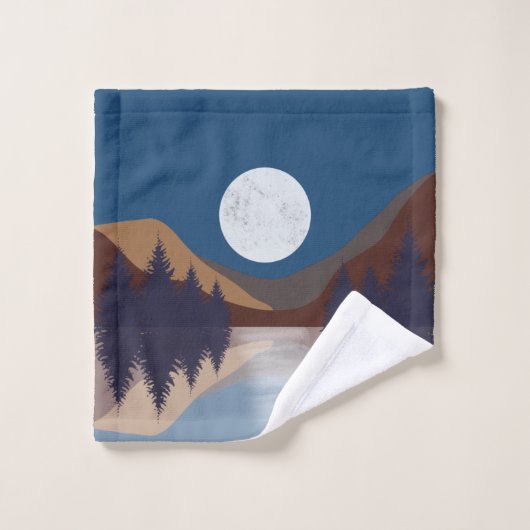 Réflexion de la lune de la forêt Abstraite rustiqu (Gant de toilette)