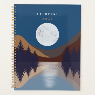 Réflexion de la lune de la forêt Abstraite rustiqu