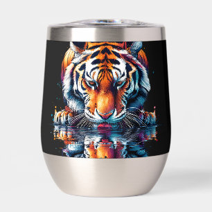 Réflexion du tigre buvant de l'eau