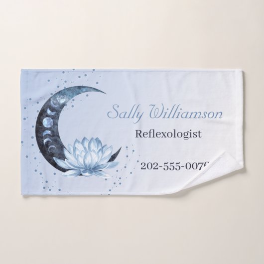 Réflexologie Lune à fleurs de Lotus Bleu (Serviette à main)