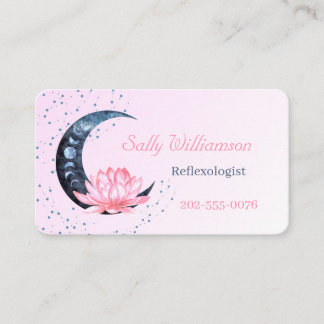 Reflexologie QR Code Roze Lotus Bloem Maan Visitekaartje