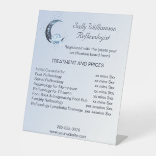 Reflexology Blue Lotus Flower Business Price List Reclamebord Met Voetstuk
