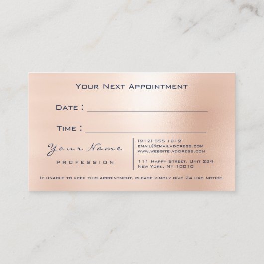 Reflexology Roos Glitter Blue Navy Appointy Afsprakenkaartje (Achterkant)