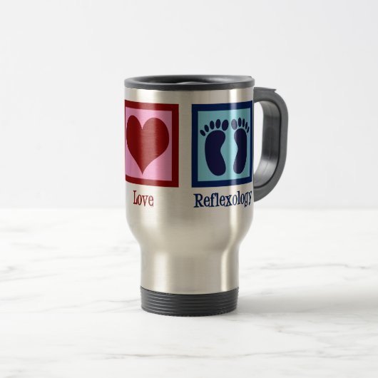 Reflexoloog Peace Love Reflexology Foot Massage Reisbeker (Voorkant rechts)