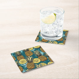 Refresca tu Mesa con Estilo de Piñas Vierkante Kartonnen Onderzetter