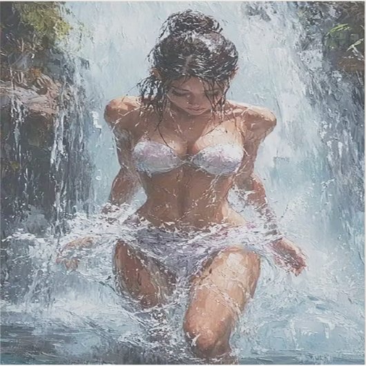 Refreshing Under a Waterfall Sticker (Voorkant)