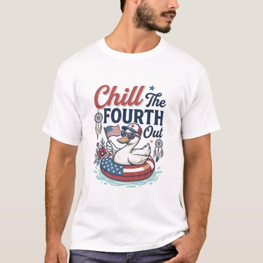 Refroidir le quatrième T-shirt vectoriel de canard (Devant)