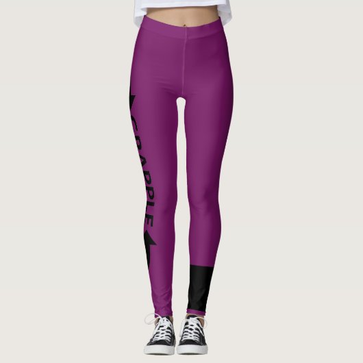 #RefugeeJitsu gerangschikt spats (Paarse gordel) Leggings (Voorkant)