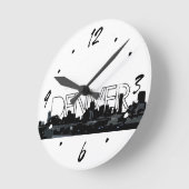 Refuser noir blanc skyline horloge murale décorati (Angle)