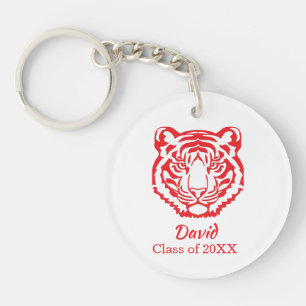 Reg Tiger Mascot Afstuderen Gift Sleutelhanger