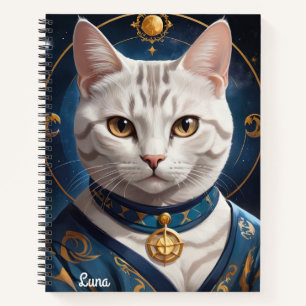 Regal Amerikaanse Korthaar Kat Gekleed in Blauw Notitieboek