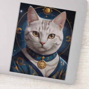 Regal Amerikaanse Korthaar Kat Gekleed in Blauw Sticker