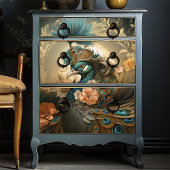 Regal Antropomorphic Peacock Victoriaans Decoupage Tissuepapier