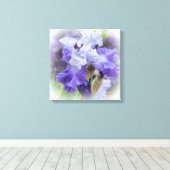 Regal Bearded Iris - Paars & wit Canvas Afdruk (Insitu (Houten vloer))