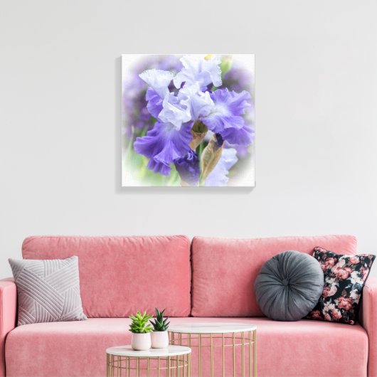 Regal Bearded Iris - Paars & wit Canvas Afdruk (Insitu (Woonkamer))