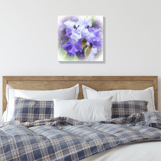 Regal Bearded Iris - Paars & wit Canvas Afdruk (Insitu (Slaapkamer))
