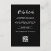 Regal Black | Bruiloft Gast Details QR Code Informatiekaartje (Voorkant)