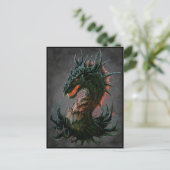 Regal Black Dragon Head - Volledige kleur Briefkaart (Staand voorkant)