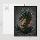 Regal Black Dragon Head - Volledige kleur Briefkaart (Voorkant / Achterkant)