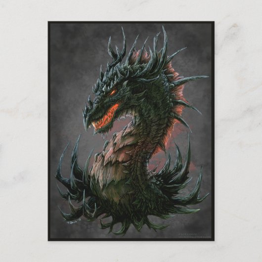 Regal Black Dragon Head - Volledige kleur Briefkaart (Voorkant)