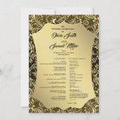 Regal Black Gold Damask Wedding Program Kaart (Voorkant)