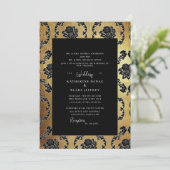Regal Black & Gold Elegant Beide ouders bruiloft Kaart (Staand voorkant)