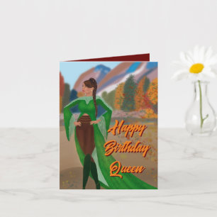 Regal Black Woman à l'automne   Carte d'anniversai