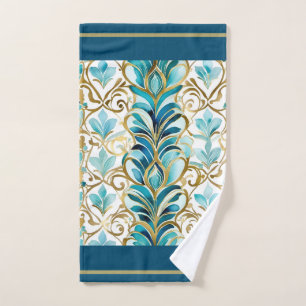 Regal bloeit blauwgroen en goud handdoek
