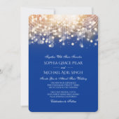 Regal Blue and Gold Bokeh Lights Invitation Kaart (Voorkant)