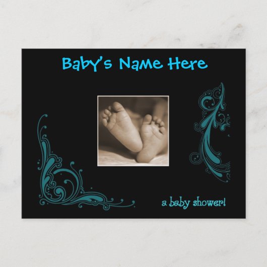 Regal Blue Baby Boy Douche Uitnodiging (Voorkant)