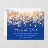 Regal Blue en Gold Bokeh Lights Briefkaart (Voorkant / Achterkant)