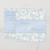 Regal Blue en Ivory Damask bruiloft uitnodiging (Voorkant / Achterkant)