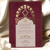 Regal Burgundy Lace Faire-part de mariage islamiqu