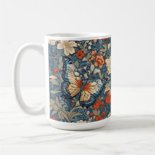 Regal Butterfly temidden van William Morris Floral Koffiemok