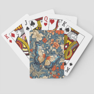 Regal Butterfly temidden van William Morris Floral Pokerkaarten