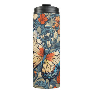 Regal Butterfly temidden van William Morris Floral Thermosbeker