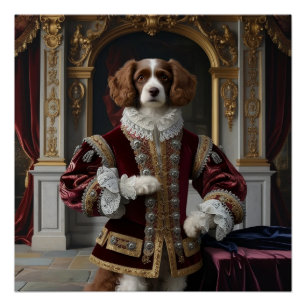 Regal Canine Renaissance Hondenportret Digitale Ku Perfect Poster