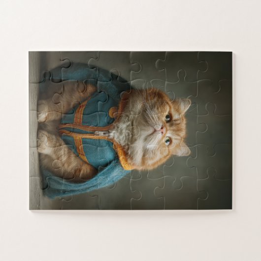 Regal Chat en Cloak bleu - Puzzle (Horizontal)
