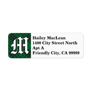 Regal Clan MacLean Hunting Tartan Monogram Etiket