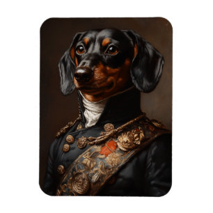 Regal Dachshund in Napoleontisch militair uniform Magneet