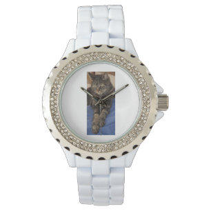 Regal Dave Women's Rhinestone White Enamel Watch Horloge