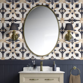 Regal Diamond Tegels - Navy en Gold - Traditioneel Behang