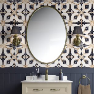 Regal Diamond Tegels - Navy en Gold - Traditioneel Behang