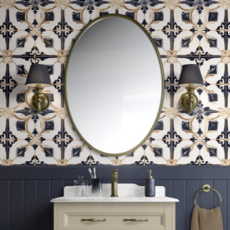 Regal Diamond Tegels - Navy en Gold - Traditioneel Behang