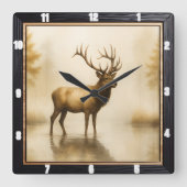 Regal Elk Misty Water Vierkante Klok (Voorkant)