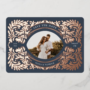 Regal Embellish Save the Date Photo Navy Folie Uitnodiging