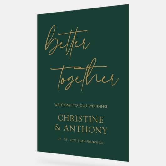 Regal Emerald Green & Gold Better Together Mariage (Angle)