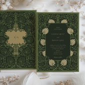 Regal Emerald Groen Antiek Goud Barok Bruiloft Kaart